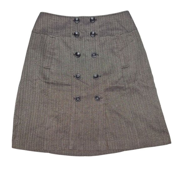 Apt 9 Skirt Womens Size 10 Brown Buttons Zip Side 16W‎ x 23L A Line Academia - Picture 7 of 7